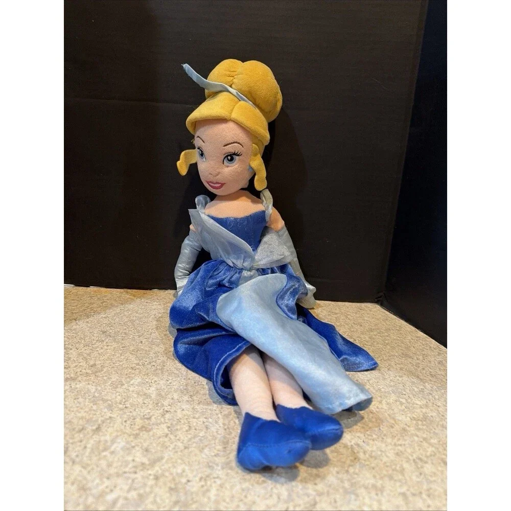 Disney Store Cinderella Plush Stuffed Doll 20” Princess Blue Dress